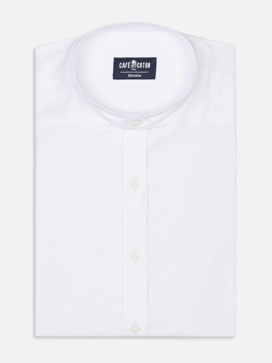 Chemise Leelan texturée blanche - Col Mao