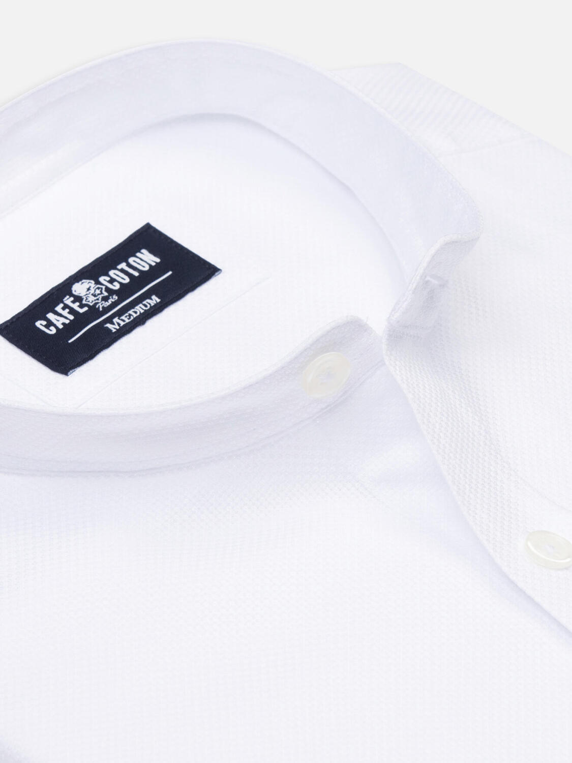 Chemise Leelan texturée blanche - Col Mao