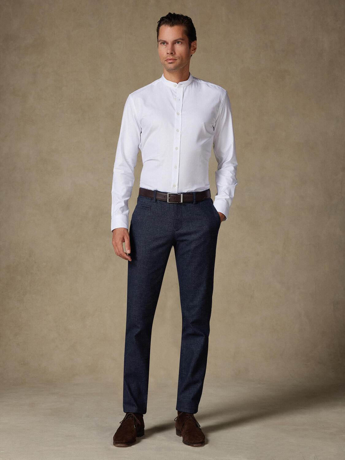 Chemise Leelan texturée blanche - Col Mao