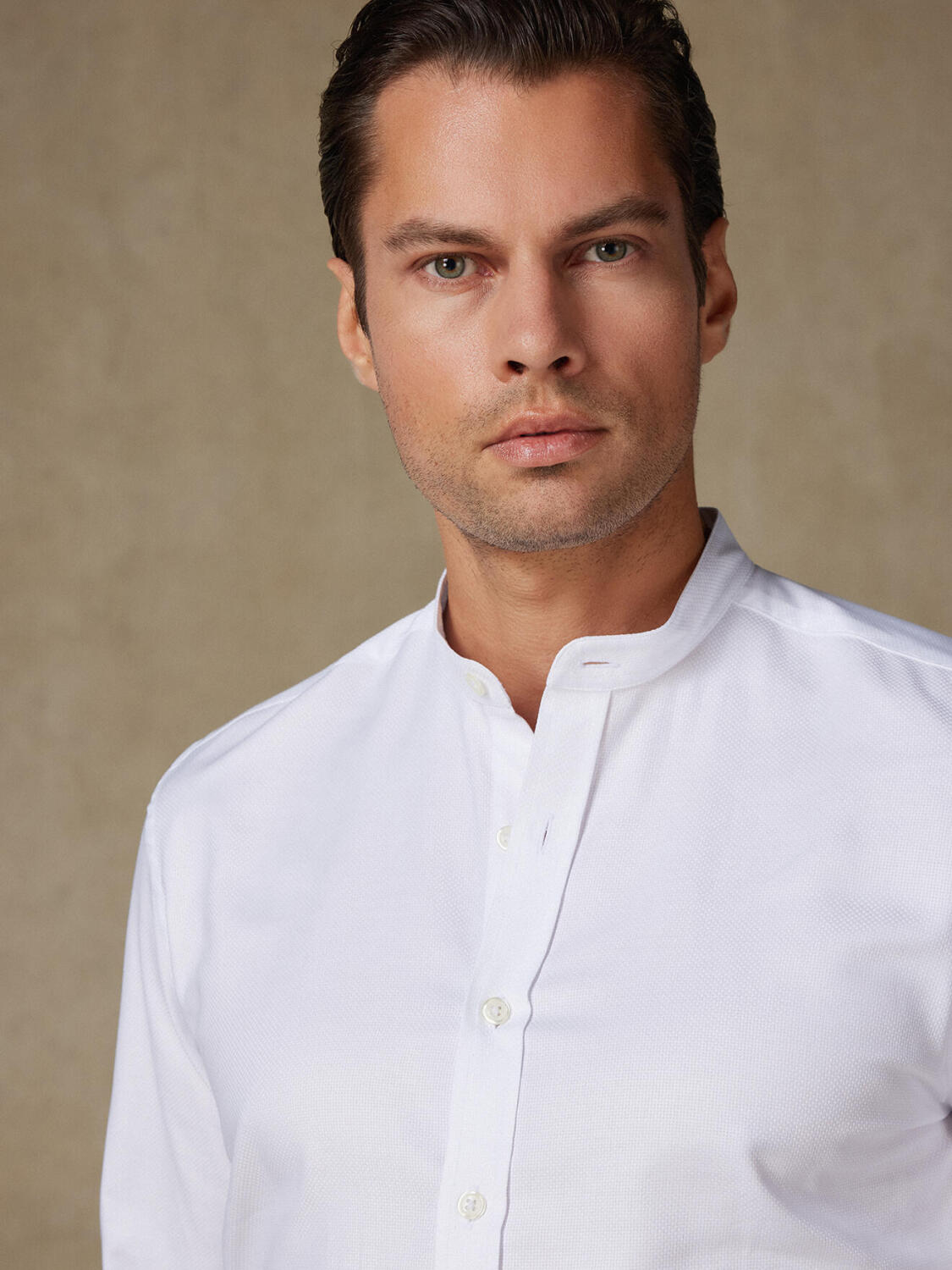 Chemise Leelan texturée blanche - Col Mao