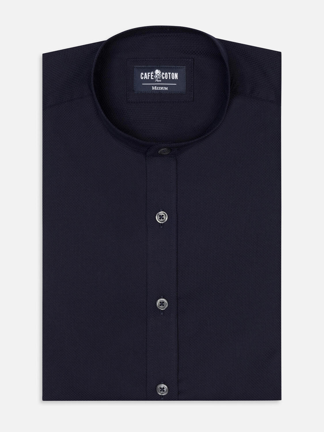 Chemise Leelan texturée marine - Col Mao