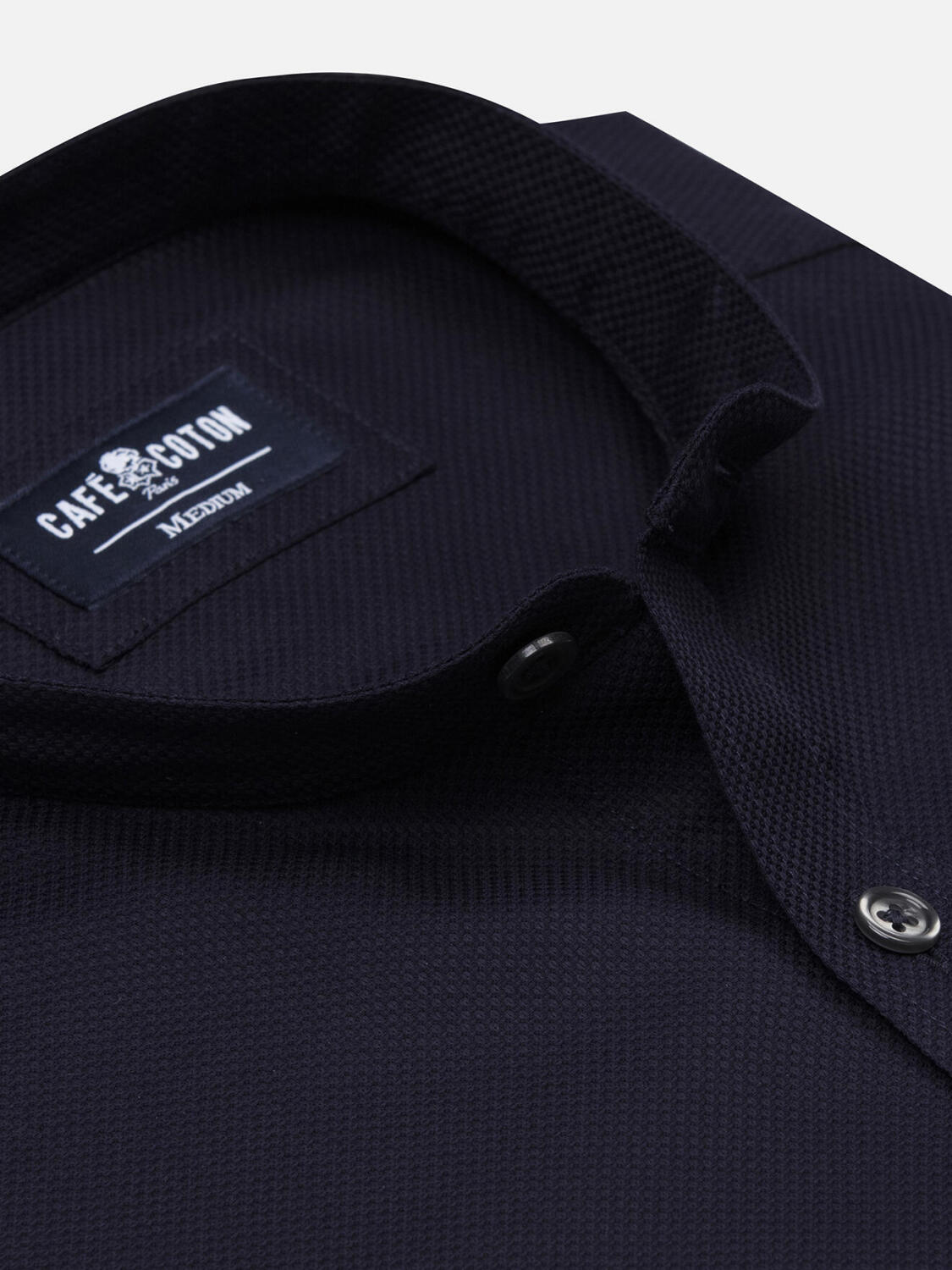 Chemise Leelan texturée marine - Col Mao