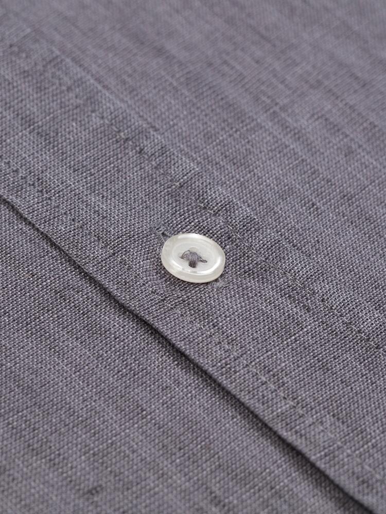 Liam shirt with Mao Collar in carbon linen