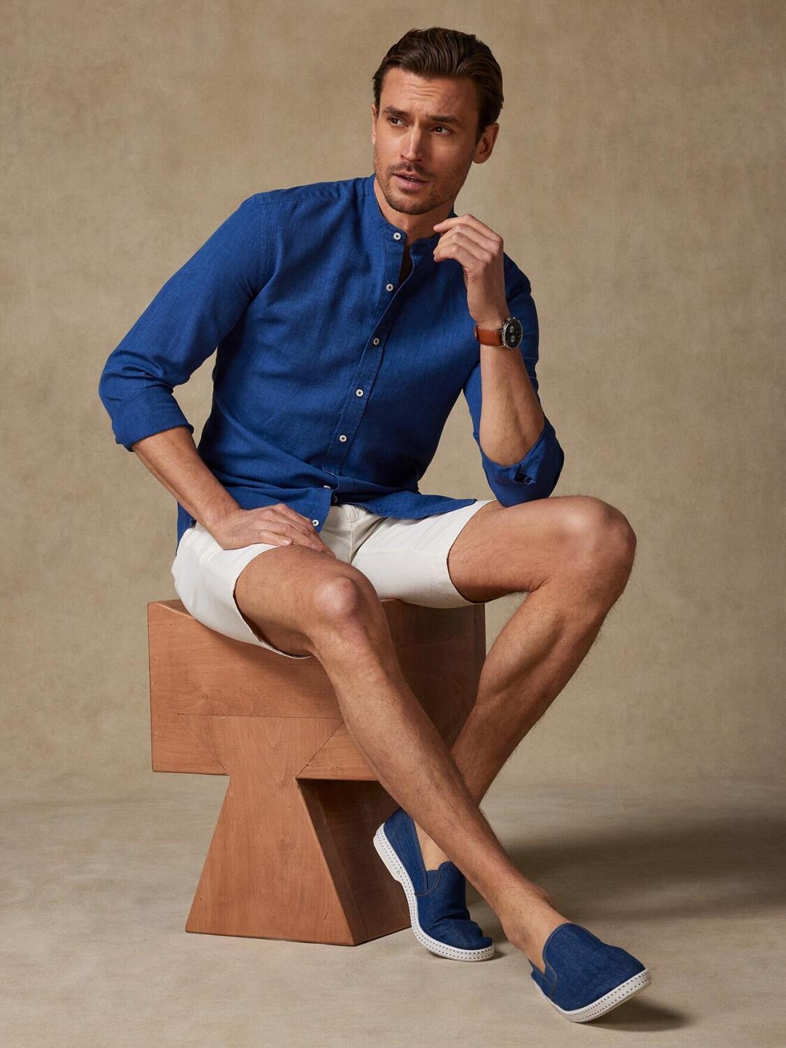 Camicia Liam in lino blu scuro