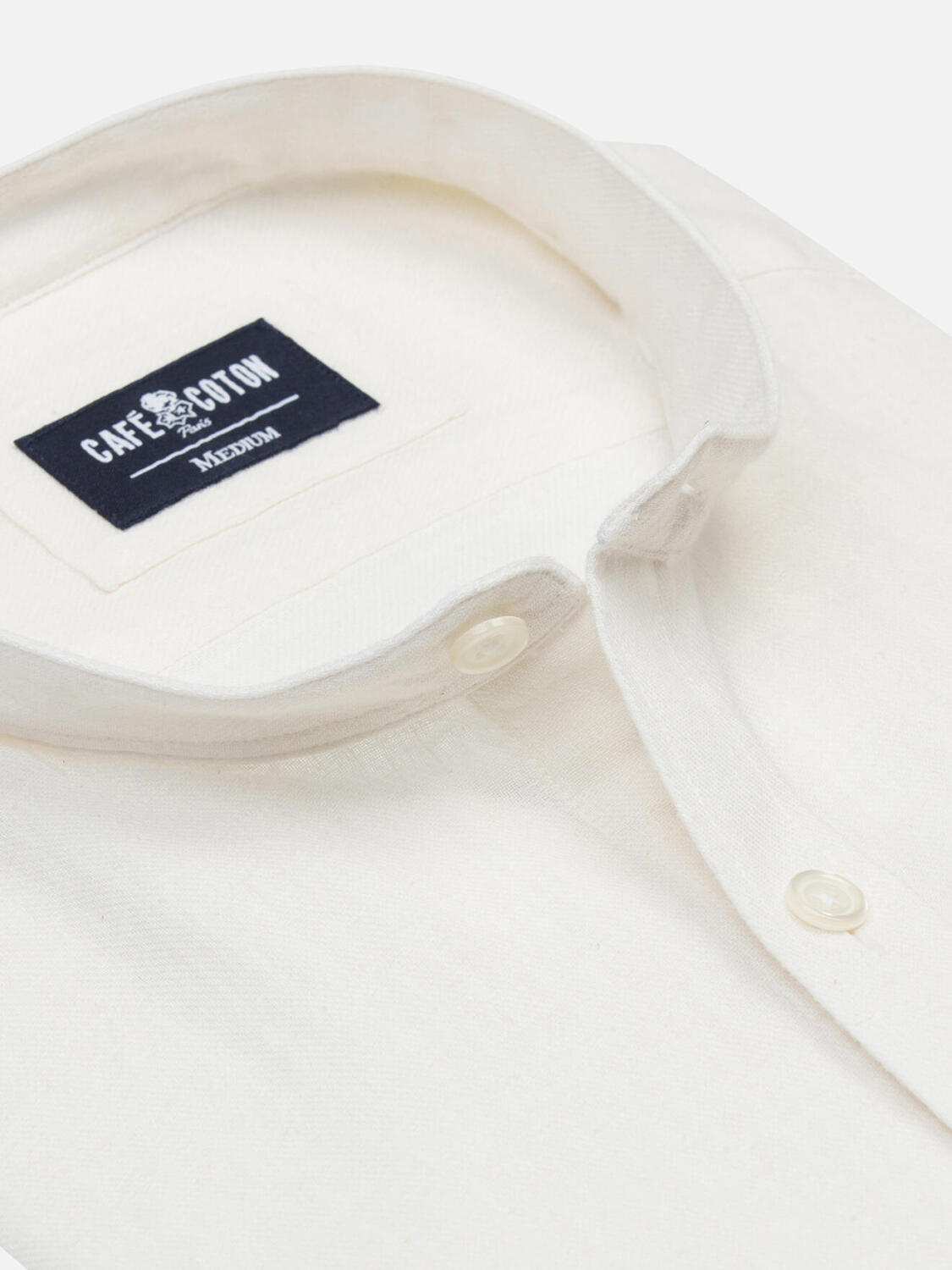 Stehkragenhemd Moon aus Leinen in Off-White