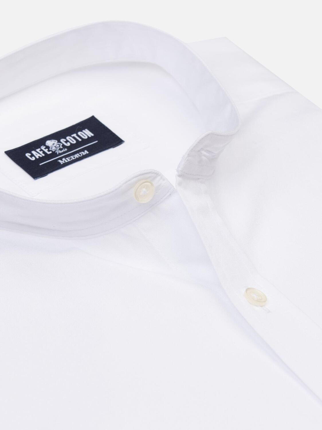 Camicia in popeline bianco - Collo Mao