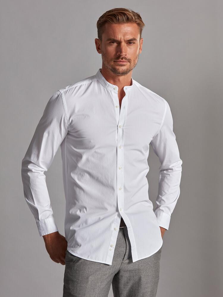 Chemise en popeline blanche - Col Mao