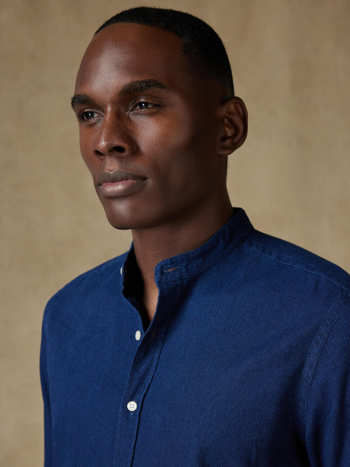 Camicia slim fit Alford in twill indaco