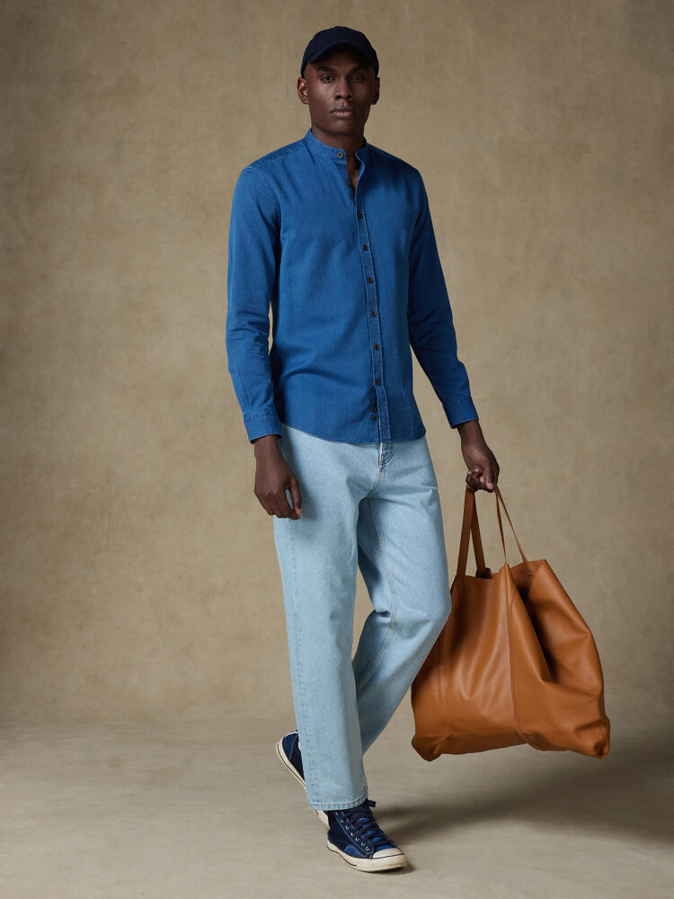 Basil indigo slim fit shirt - Mandarin collar