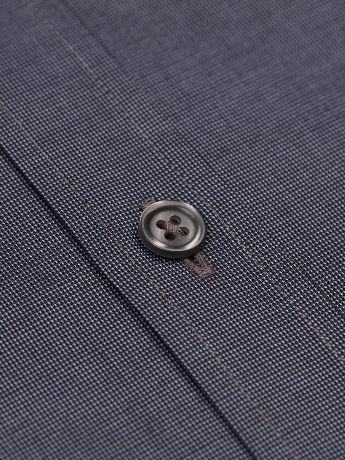 Tailliertes Bob Hemd aus anthrazitfarbenem Mikro-Oxford - Mao Kragen