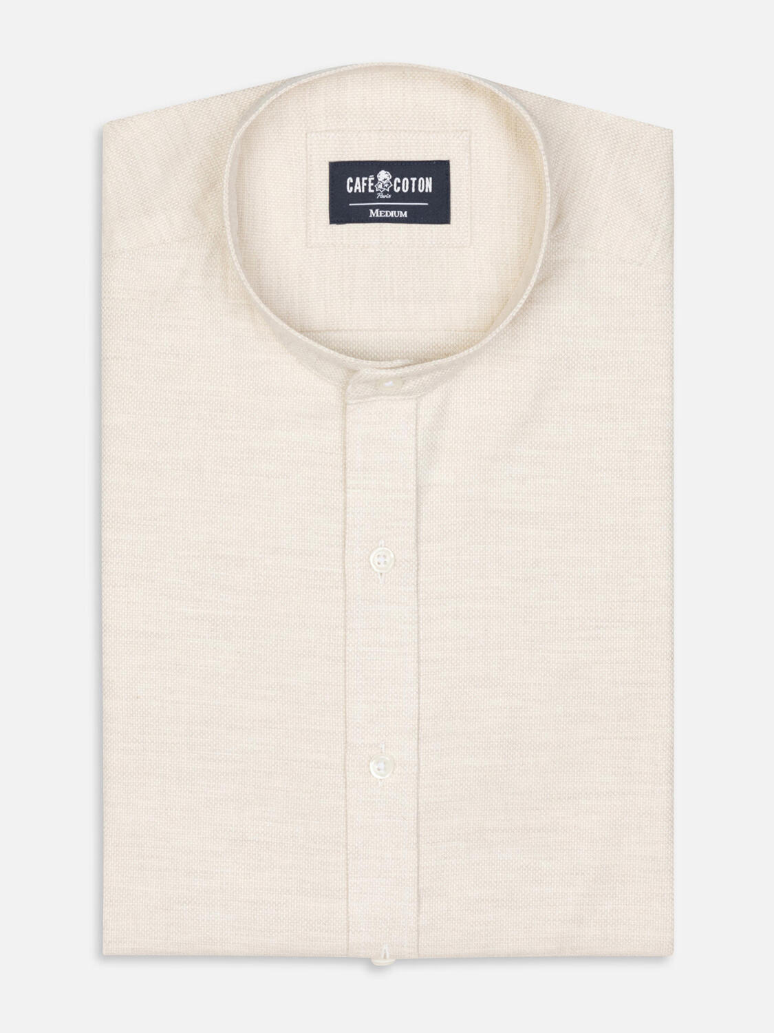 Chemise cintrée col mao Callum sable