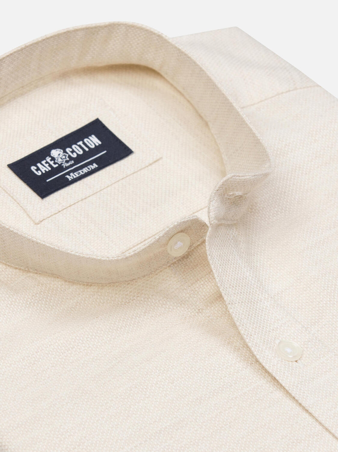 Chemise cintrée col mao Callum sable