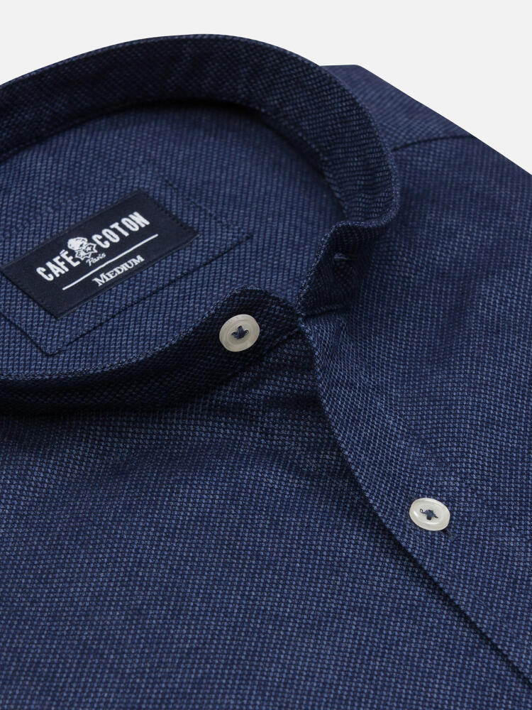 Callum navy gevlekt kraag Slim fit overhemd