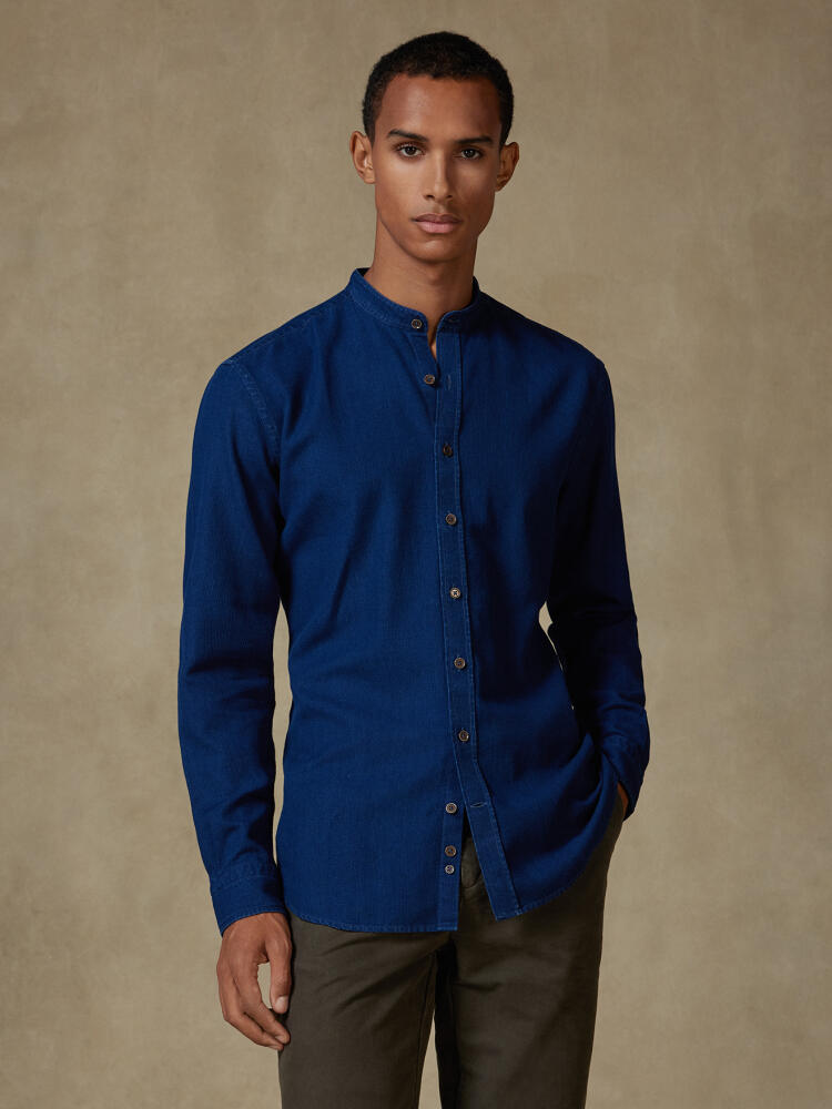 Camicia slim fit Cross in indigo