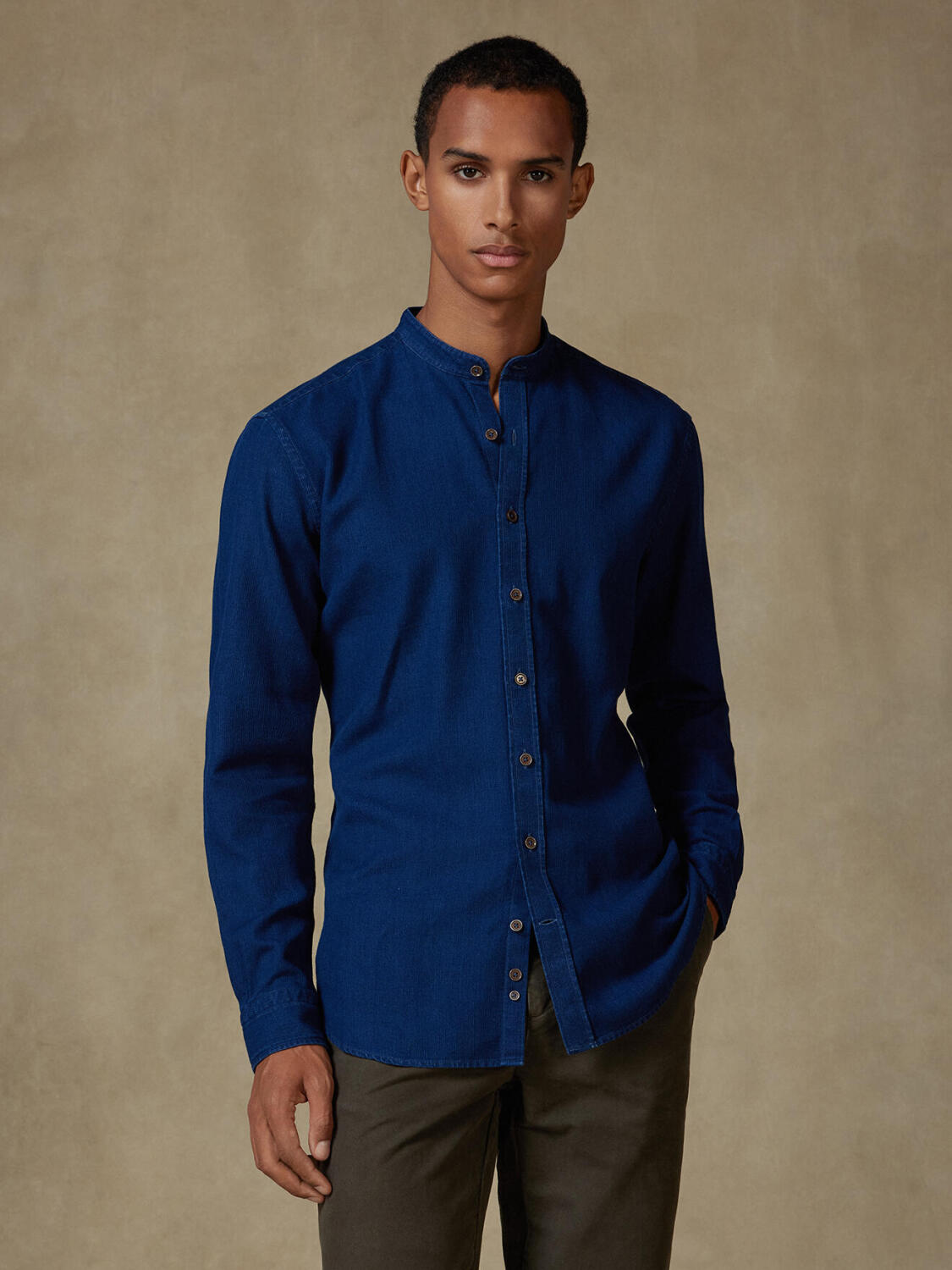 Camicia slim fit Cross in indigo