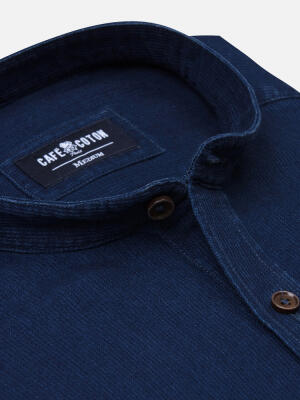 Camicia slim fit Cross in indigo