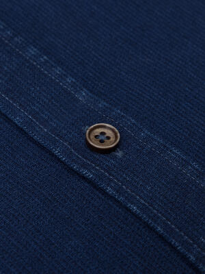 Camicia slim fit Cross in indigo