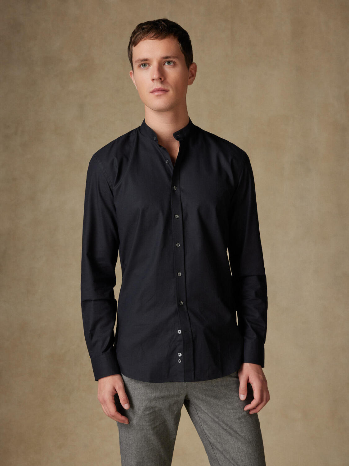 Camicia slim fit nera Gleeson