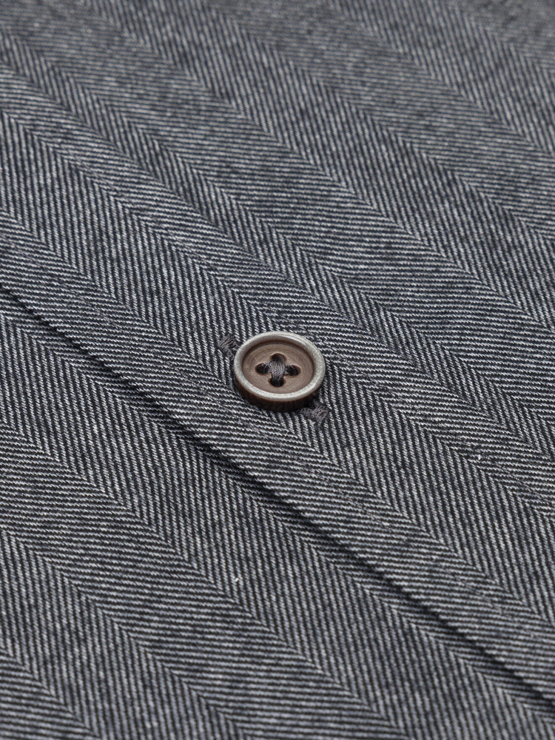 Chemise cintrée Hall en flanelle anthracite - Col Mao