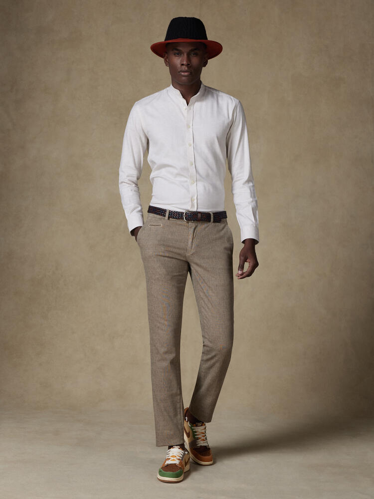 Hall sand flannel slim fit shirt - Mandarin collar