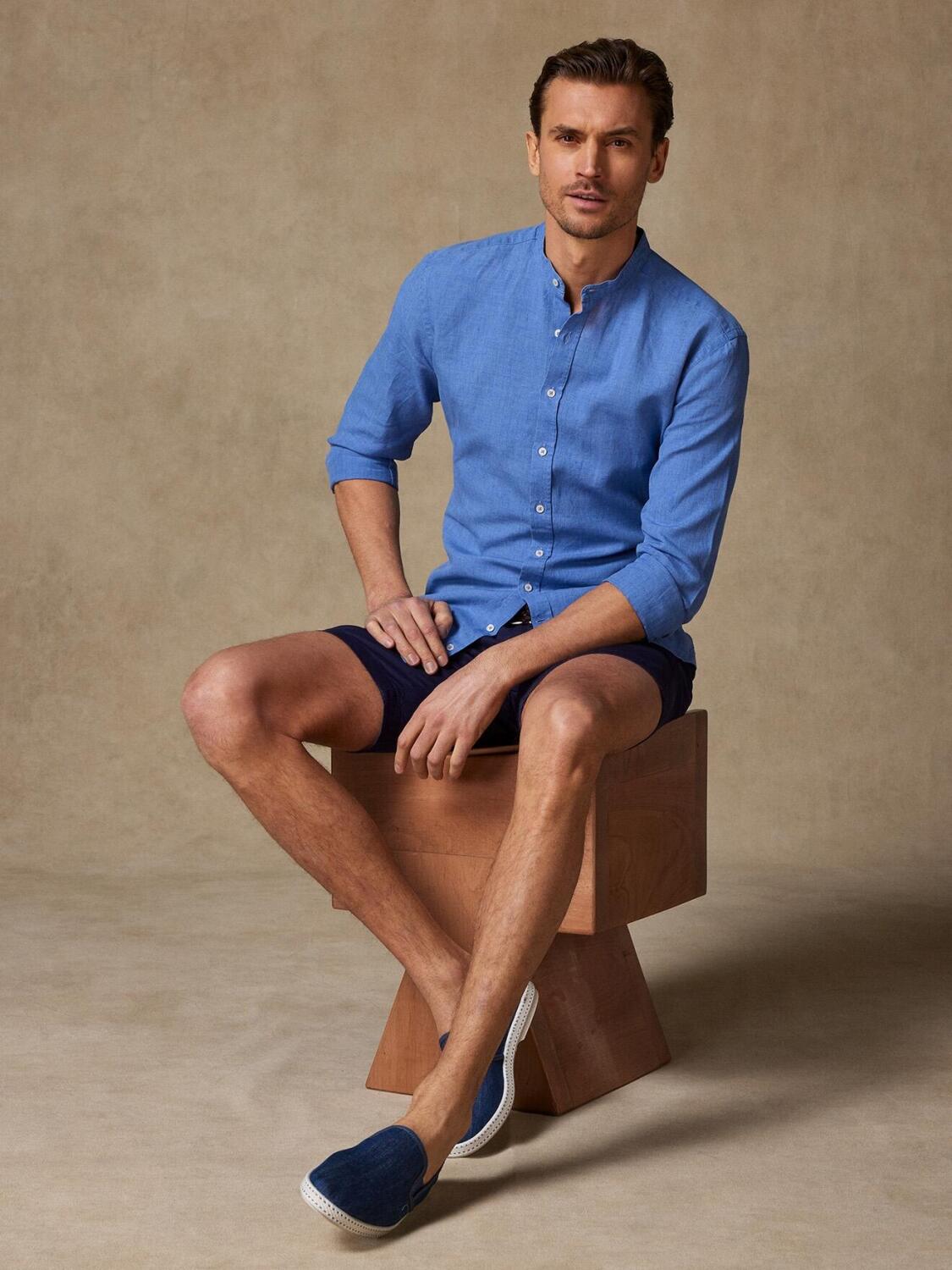 Liam Hemd aus blauem Leinen