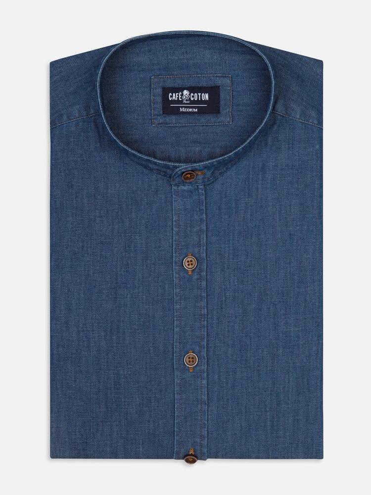 Chemise cintrée Malo en denim - Col Mao