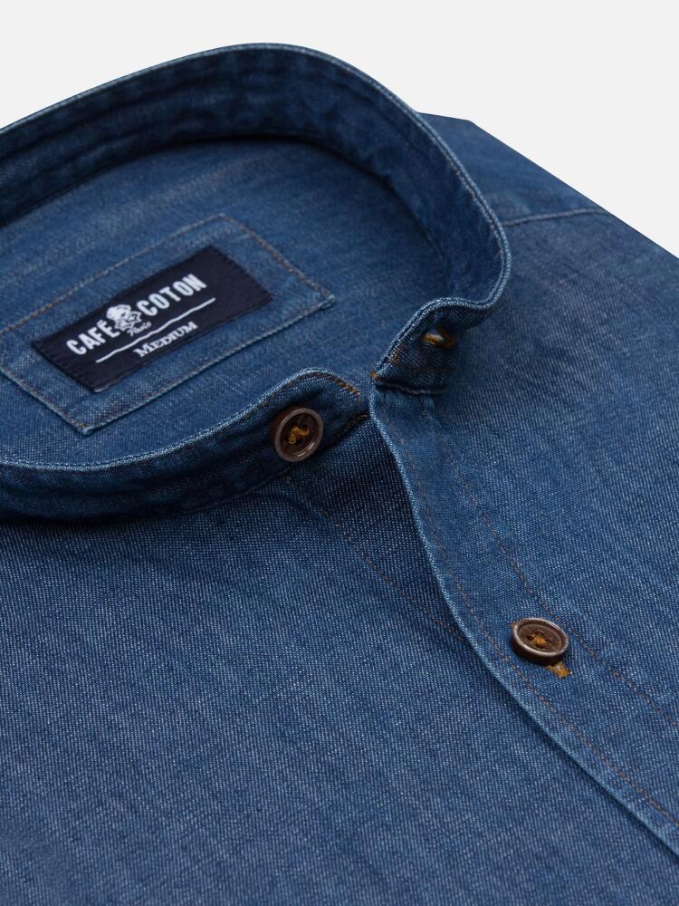 Chemise cintrée Malo en denim - Col Mao