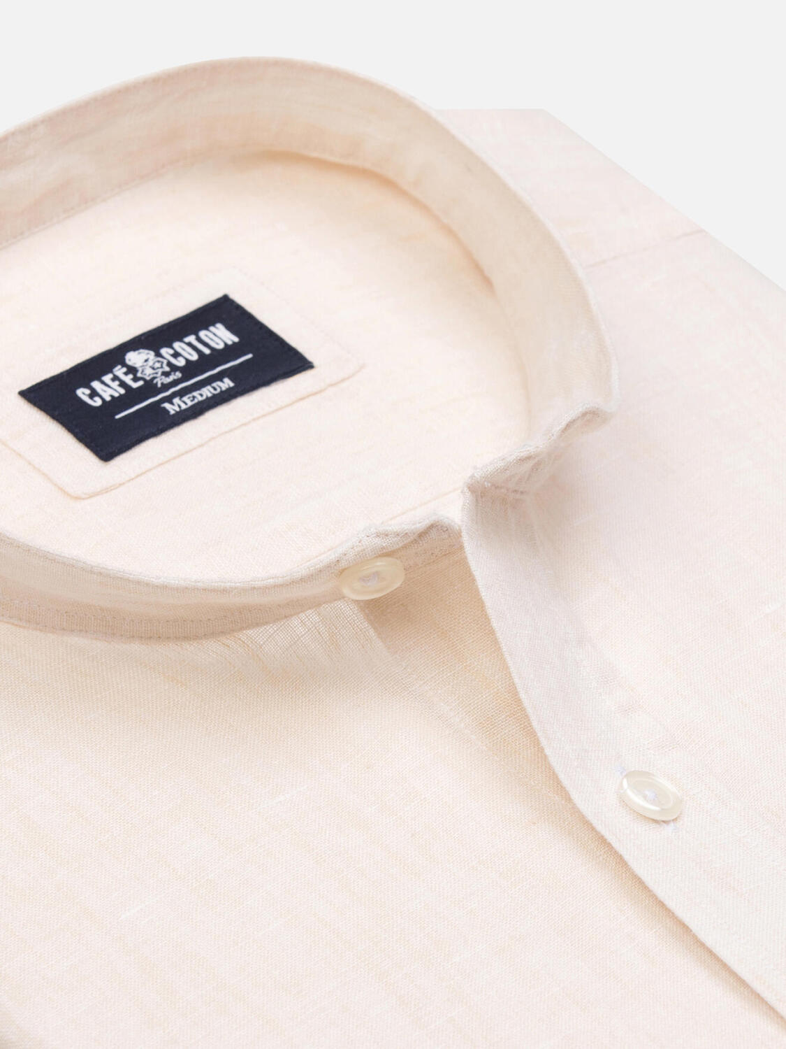 Olaf-Taillierthemd aus sandfarbenem Leinen