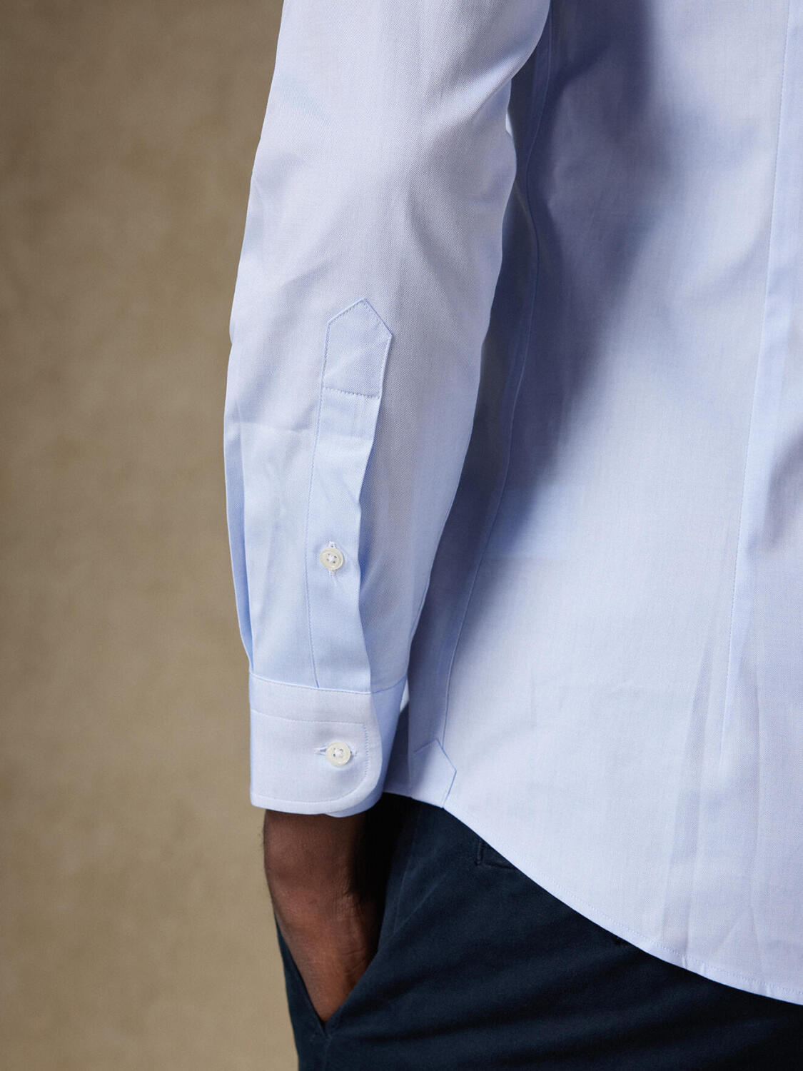 Chemise cintrée en pin point ciel