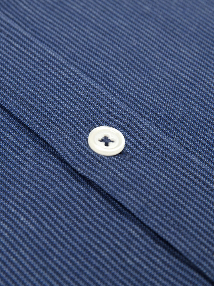 Piper indigo striped mandarin collar slim fit shirt