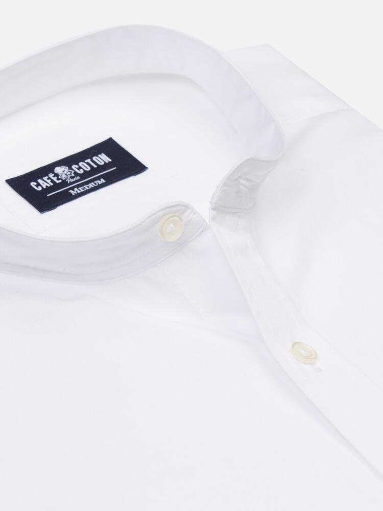 Camisa entallada de popelina blanca - Cuello Mao