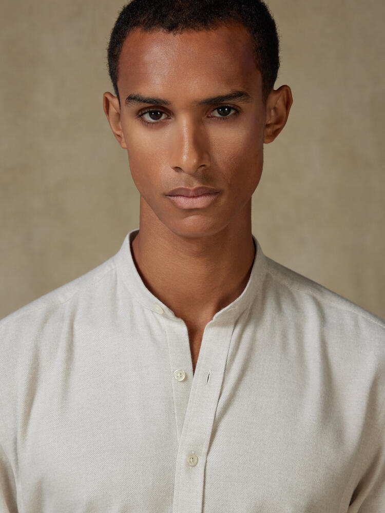 Camicia slim fit Storm in flanella panna
