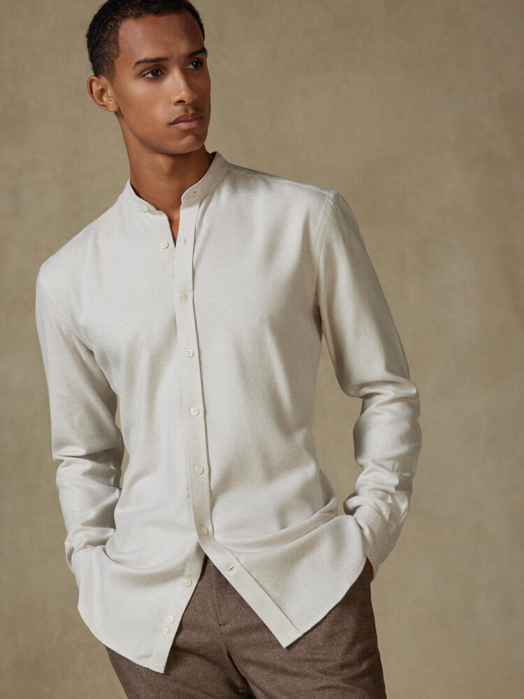 Camicia slim fit Storm in flanella panna