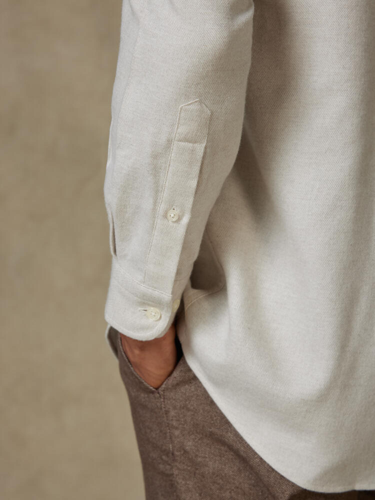 Camicia slim fit Storm in flanella panna