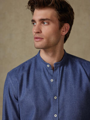 Storm blue flannel slim fit shirt