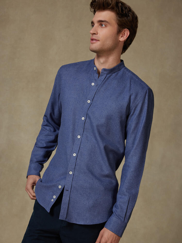 Storm blue flannel slim fit shirt