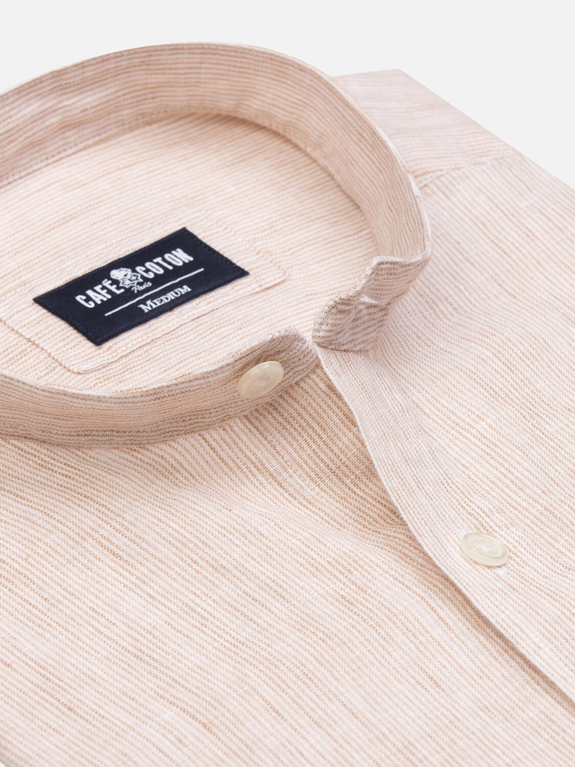 Ted shirt met mao kraag in zand strepen