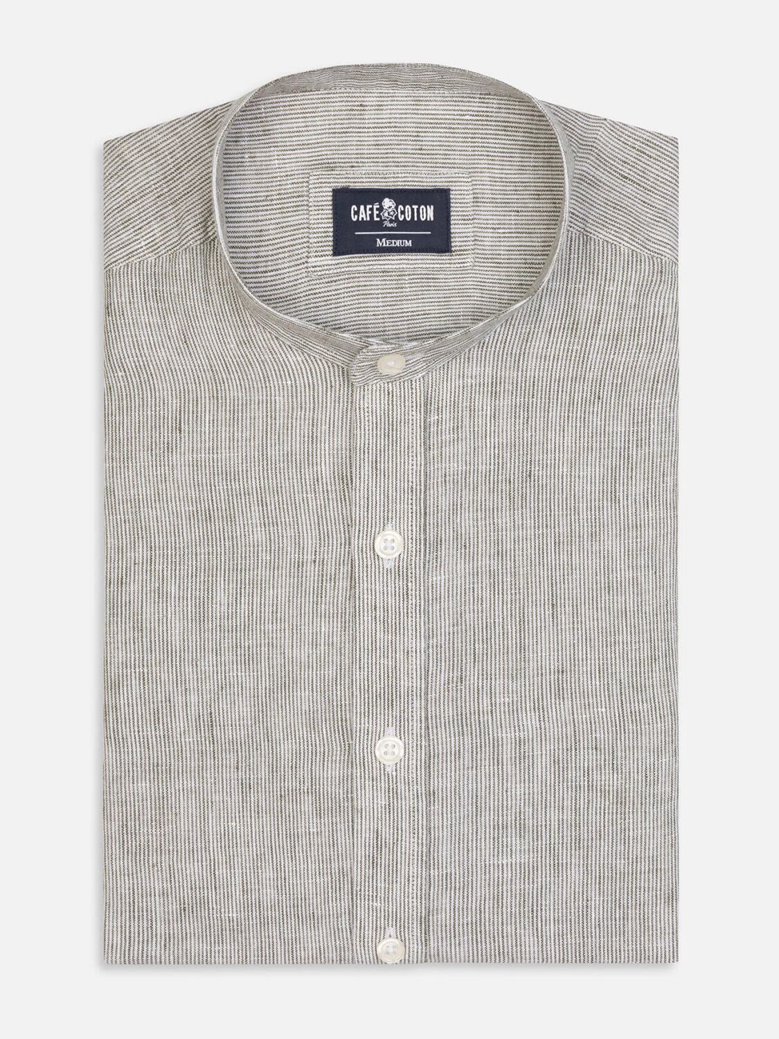 Camicia slim fit slim fit Ted coreana colletto in righe kaki