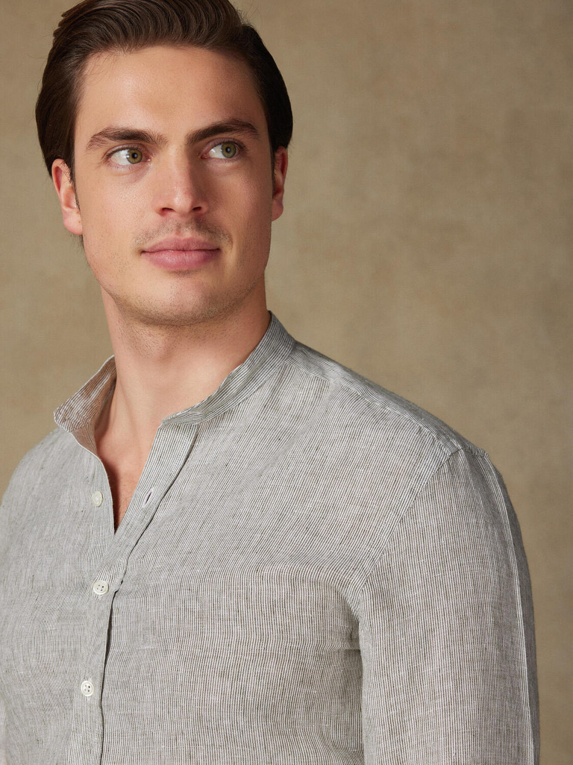 Camicia slim fit slim fit Ted coreana colletto in righe kaki