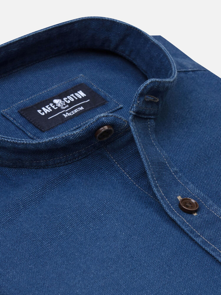 Chemise cintr&eacute;e Tucker indigo - Col mao