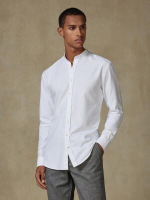 Vils white brushed oxford slim fit shirt