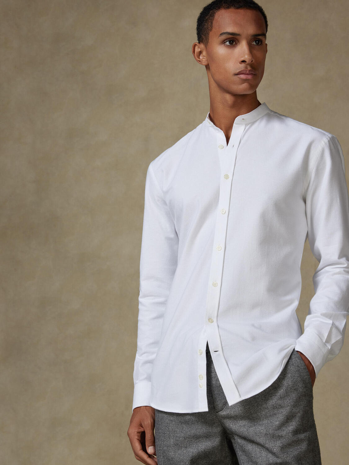 Vils white brushed oxford slim fit shirt