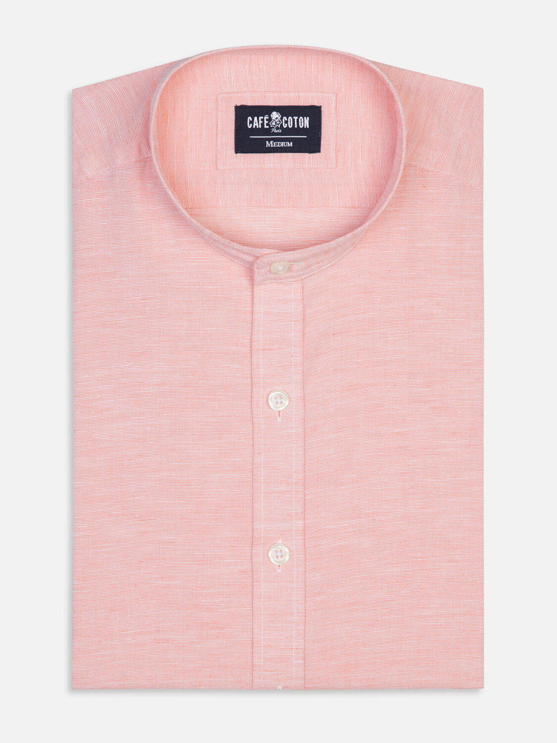 Camicia slim con collo alla coreana Wayne in lino arancione