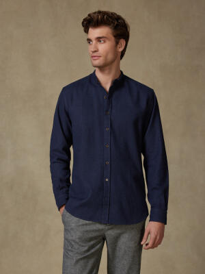 Wessow navy flannel slim fit shirt