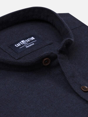 Wessow navy flannel slim fit shirt