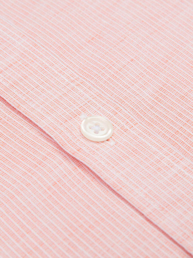 Camicia slim con collo alla coreana Zack in lino arancione