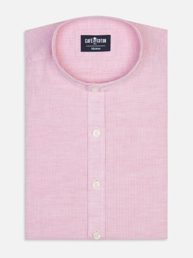 Chemise cintrée col mao Zack en lin rose