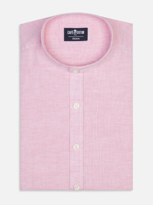 Chemise cintrée col mao Zack en lin rose