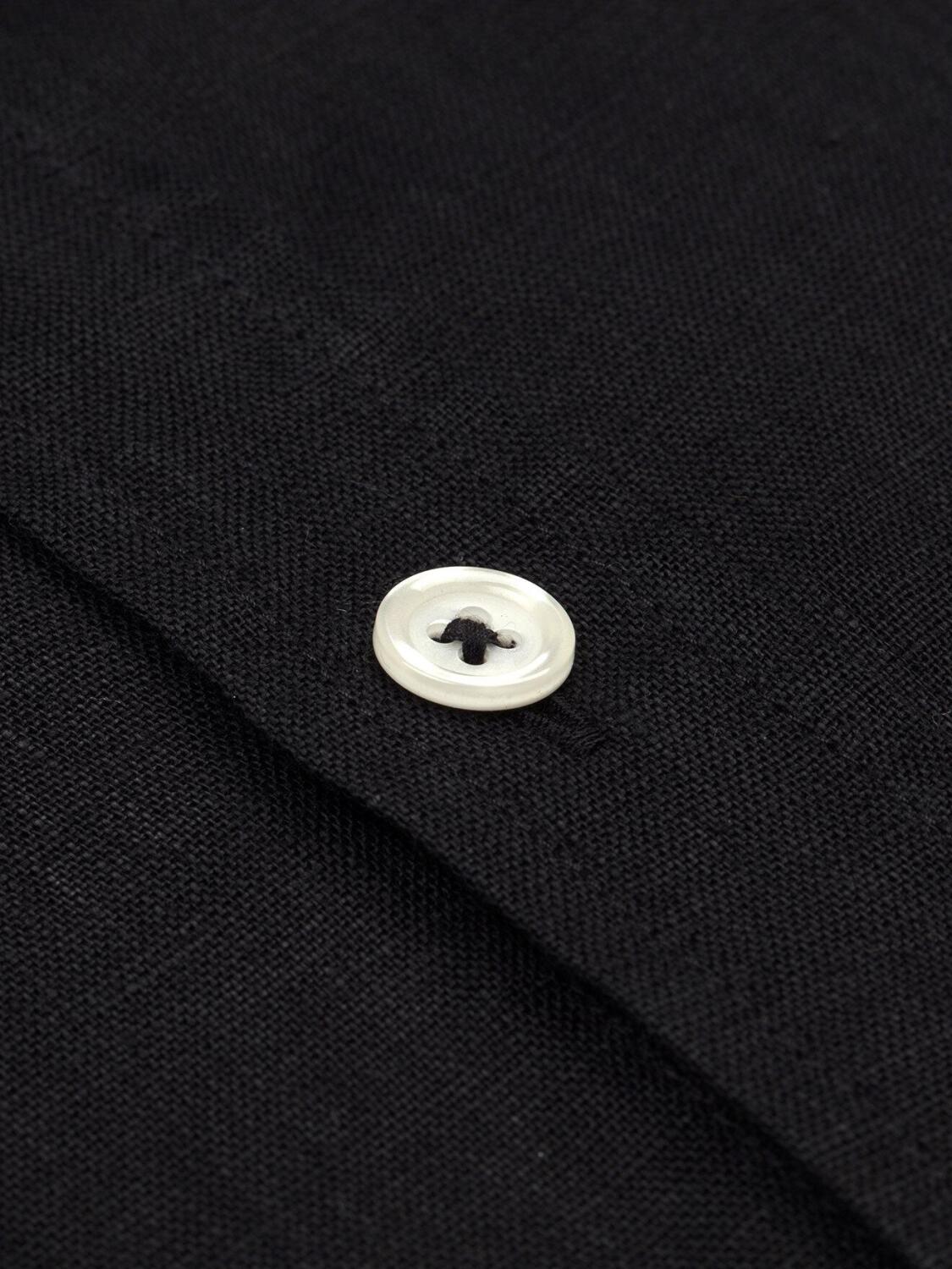 Black linen shirt - Mandarin Collar
