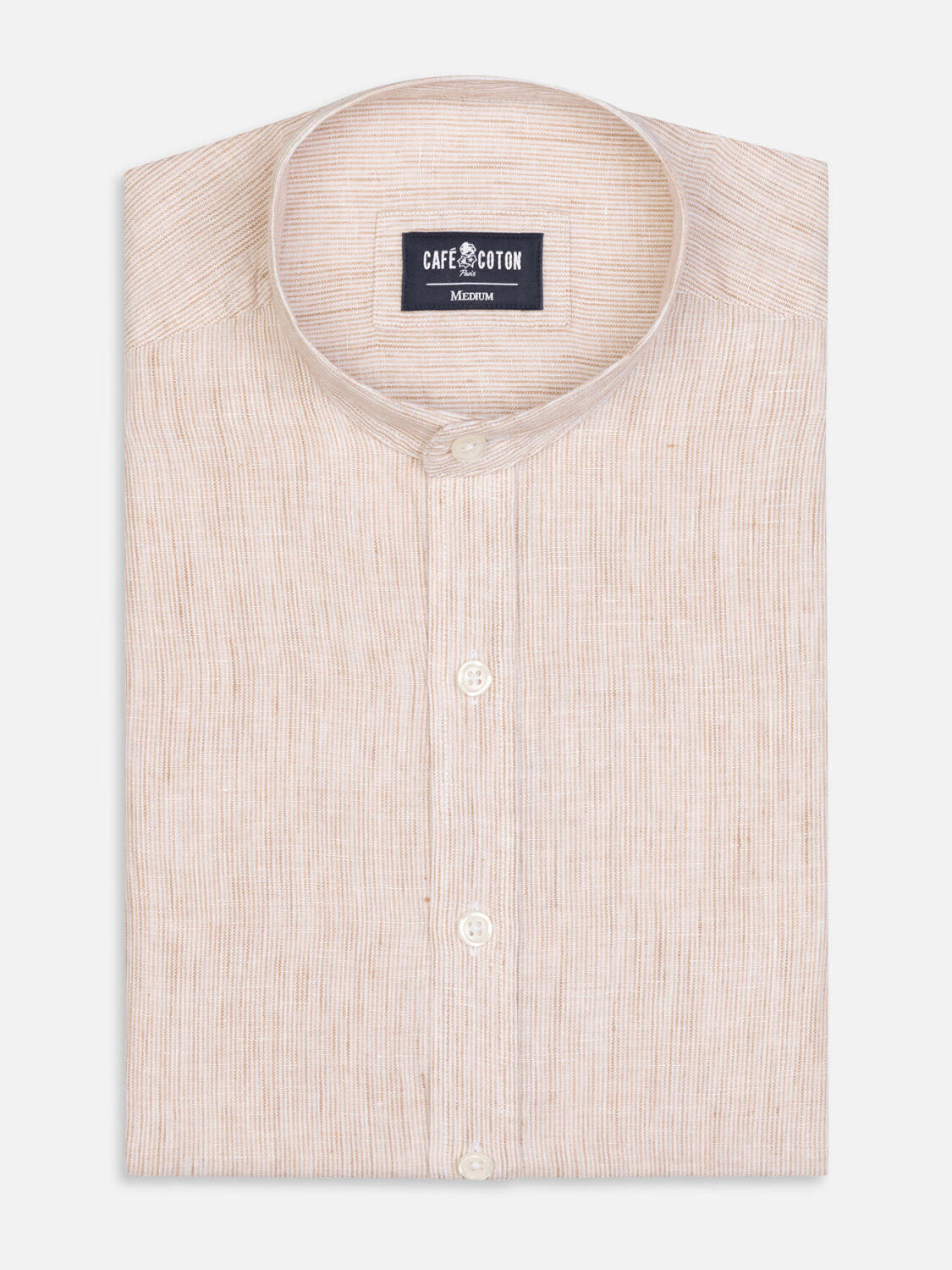 Camicia Ted coreana colletto in righe sabbia